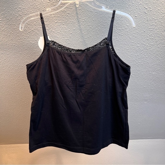 NWT WACOAL 81135 CAMISOLE Black Supima Cotton w/builtin bra. Size XL. Adjustable - Picture 3 of 3